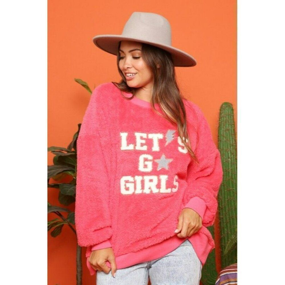 SALE! Fantastic Fawn Hot Pink Let's Go Girls Western Sweatshirt IFKT5174-09 - Picture 6 of 7